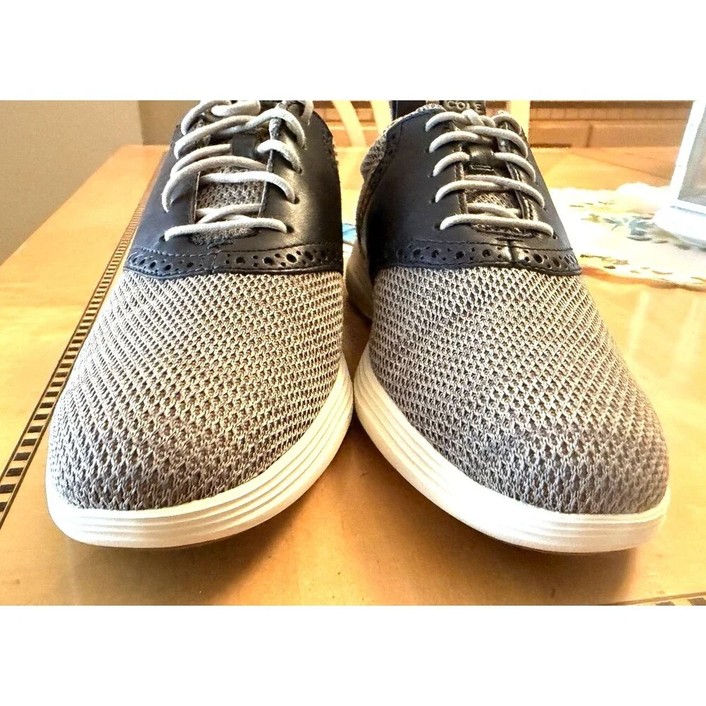 Cole Haan Grand Tour Knit Oxford Mens Size 9 M Gray Black Shoes Lace Up EUC